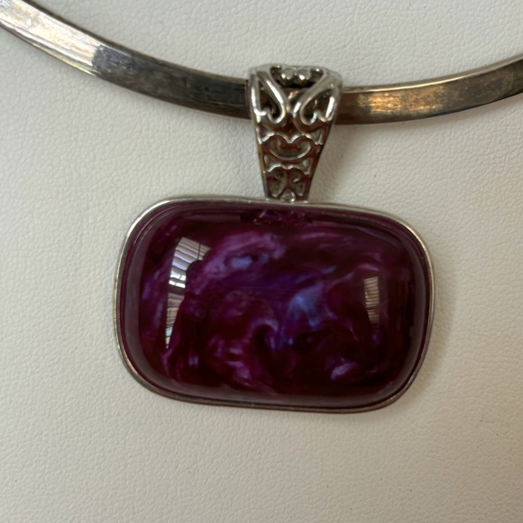 Lia Sophia Cabachon Stone Pendant Purples Pinks Blues - Picture 4 of 6